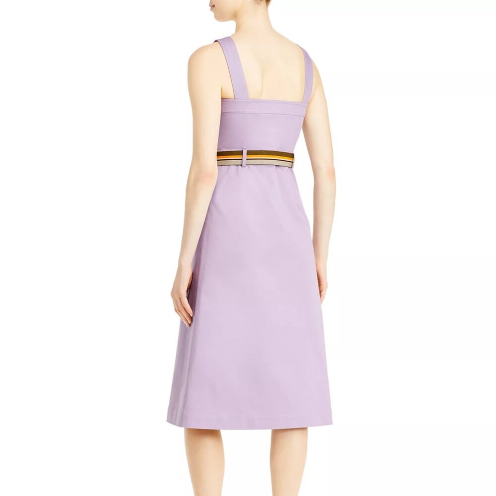 Tory Burch $498 Button Front Sundress 12 Spring Hydrangea Cotton Blend Belted - Picture 13 of 15